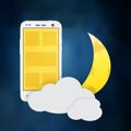 Using cellphone at night vector