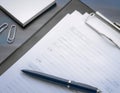 Using a clipboard for organizing and managing information, featuring elements like a clipboard, paper sheets, and writing tools,