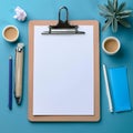 Using a clipboard for organizing and managing information, featuring elements like a clipboard, paper sheets, and writing tools,