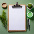 Using a clipboard for organizing and managing information, featuring elements like a clipboard, paper sheets, and writing tools,