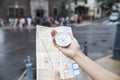 Using a compass and map for travelers in Otaru Japan