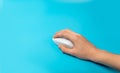 Using Computer Mouse Closeup, Click Concept, Wireless Technology, Hand on Computer Mouse Royalty Free Stock Photo