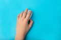 Using Computer Mouse Closeup, Click Concept, Wireless Technology, Hand on Computer Mouse Royalty Free Stock Photo
