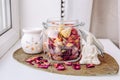 Using dry rose petals to make rose potpourri which is great for home scent. Royalty Free Stock Photo