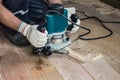 Using an electric router Royalty Free Stock Photo