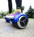 Using Hoverboard Electric Smart Scooter Self Balancing Royalty Free Stock Photo