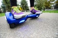 Using Hoverboard Electric Smart Scooter Self Balancing Royalty Free Stock Photo