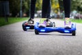 Using Hoverboard Electric Smart Scooter Self Balancing Royalty Free Stock Photo