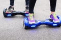 Using Hoverboard Electric Smart Scooter Self Balancing Royalty Free Stock Photo