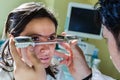 Using an exophthalmometer Royalty Free Stock Photo