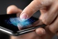 Using fingerprint recognition on a smartphone for enhanced security access Royalty Free Stock Photo