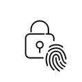 Using fingerprint recognition to unlock. Secure biometric access. Pixel perfect icon