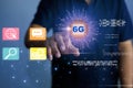 Using future technology to use high-speed internet, 6g network connecting networks around the world, security, safe internet, 5g, Royalty Free Stock Photo