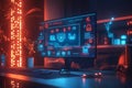 Using a hacker assaulting a secure network to illustrate the challenges of protecting digital data, this cybersecurity Royalty Free Stock Photo