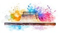 Using a halfpipe skateboard ramp as a dynamic border or creative design element, this artistic watercolor portrays a Royalty Free Stock Photo