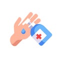 Using hand sanitizer flat illustration. Hygiene and infection prevention concept