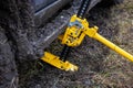 Using a high-lift jack closeup Royalty Free Stock Photo