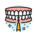 using interdental brushes color icon vector illustration Royalty Free Stock Photo