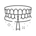 using interdental brushes line icon vector illustration Royalty Free Stock Photo