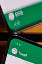 Using microsoft excel  application on smartphone Royalty Free Stock Photo