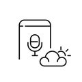Using personal voice assistant to get weather forecast. Pixel perfect, editable stroke Royalty Free Stock Photo
