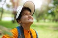 The old woman taking photo on camera. Grandmother wants to capture the moment. Royalty Free Stock Photo