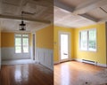 Before and after using a Pnt roller to reveal a newly renovated room.