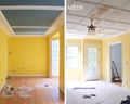 Before and after using a Pnt roller to reveal a newly renovated room.