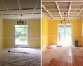 Before and after using a Pnt roller to reveal a newly renovated room.