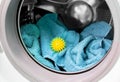 Using pvc dryer balls is natural alternative to both dryer sheets and liquid fabric softener. Royalty Free Stock Photo
