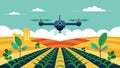 Using realtime data a smart drone maps out a farmers soybean field identifying areas of uneven growth and helping