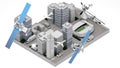 Using satellite communications to capture transportation locations in large cities.,3D rendering