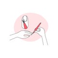 Using sharp manicure tool to safely remove cuticles line icon