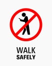 Using smartphone while walking sign vector illustration Royalty Free Stock Photo