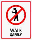 Using smartphone while walking sign vector illustration Royalty Free Stock Photo