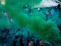 Colorful smoke from a smoke bomb