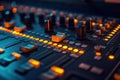 Using switch controller mixer to control an audio mixing console live during a streaming event Royalty Free Stock Photo