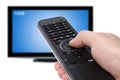 Using tv remote control Royalty Free Stock Photo