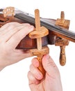 Using the wooden clamps Royalty Free Stock Photo
