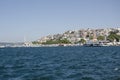 Uskudar Bosphorus coastline with Bosphorus bridge Royalty Free Stock Photo