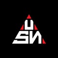 USN triangle letter logo design with triangle shape. USN triangle logo design monogram. USN triangle vector logo template with red