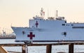 USNS Mercy navy hospital ship arrives at Port of Los Angeles on March 27, 2020