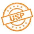 USP text written on orange vintage stamp