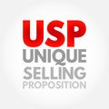USP Unique Selling Proposition - essence of what makes your product or service better than competitors, acronym text concept Royalty Free Stock Photo