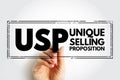 USP Unique Selling Proposition - essence of what makes your product or service better than competitors, acronym text stamp concept Royalty Free Stock Photo