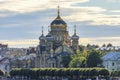 Uspenskaya church domes on Vasilievsky island, Saint Petersburg, Russia