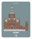 Uspenski Cathedral in Helsinki, Finland. Architectural symbols of European cities