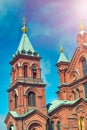 Uspenski Cathedral, Helsinki - Finland. On Hill At Summer Sunny Day. Red Church - Tourist destination In Finnish Capital Royalty Free Stock Photo