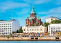 Uspenski Cathedral, Helsinki At Summer Sunny Day. Red Church In Finnish Capital, Finland Royalty Free Stock Photo