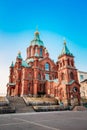 Uspenski Cathedral, Helsinki At Summer Sunny Day. Red Church In Finnish Capital, Finland Royalty Free Stock Photo
